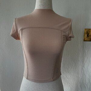 Jetset Modern Pilates Ribbed Cropped Mock Neck Top - Size S